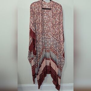 Lovestitch Kimono Red + Blue Bohemian Moroccan Inspired Women's One Size